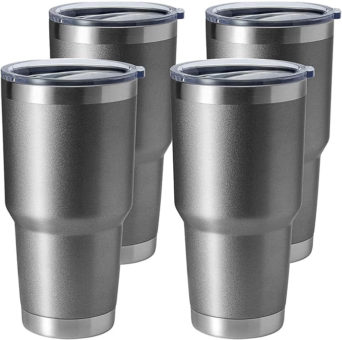 HASLE OUTFITTERS 30oz Stainless Steel Tumbler, Double Wall Vacuum Insulated Travel Mug Tumbler, Durable Insulated Coffee Mug, Gift Box Set (Grey, 4)