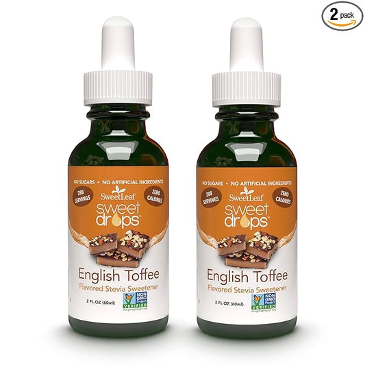 SweetLeaf Stevia Liquid Sweet Drops - English Toffee Flavored Drops, Stevia Liquid Sweetener, Zero-Calorie, Sugar-Free Syrup Alternative for Keto Coffee, Baking, Shakes, 2 Fl Oz (Pack of 2)