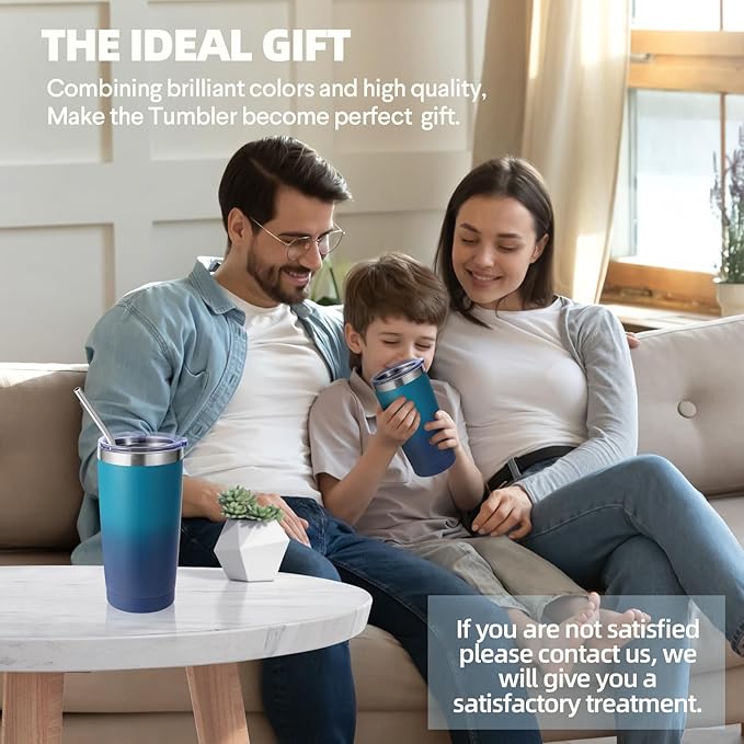 Volhoply 20oz Stainless Steel Tumbler with Lid and Straw Bulk 4 Pack,Double Wall Insulated Travel Iced Coffee Mug Fits Cup holder,Powder Coated Cups for Hot/Cold Drinks,Gifts for Women（Assorted,4 Set）