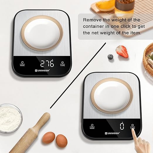 Food Scales for Kitchen,Digital Scale Grams and Ounces for Food Weight,Baking,Cooking,Meal Prep,Small Kitchen Scales with 7 Weighing Units/LED Display/Tare Function,Stainless Steel,Black