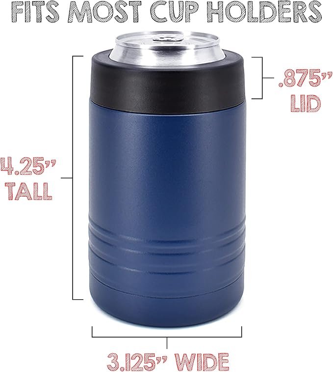 Clear Water Home Goods - 12 oz Stainless Steel Double Wall Vacuum Insulated Can or Bottle Beverage Cooler - Powder Coated Navy Blue - 6 Pack