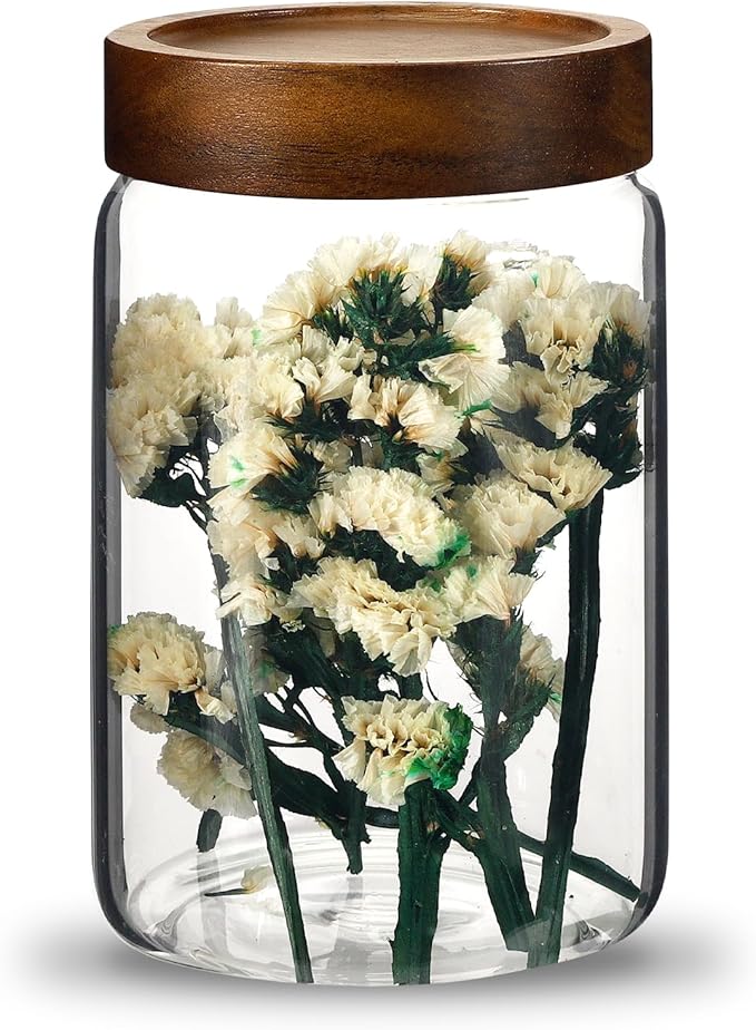 Glass Spice Jar Coffee Sugar Container Airtight Glass Jar Food Storage Canisters Bottle for Kitchen Seasoning Tea Herb Overnight Oats Bar Parfait Snacks (900ml/30oz-1Pcs)