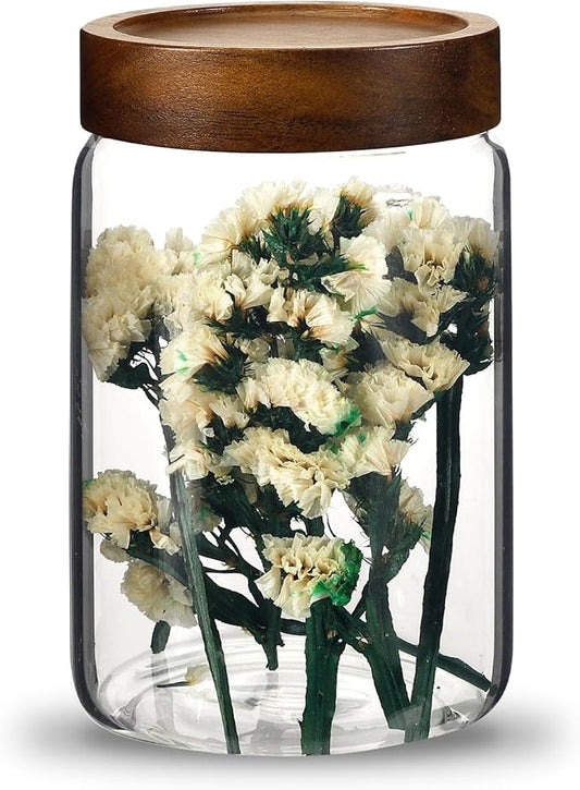 Glass Spice Jar Coffee Sugar Container Airtight Glass Jar Food Storage Canisters Bottle for Kitchen Seasoning Tea Herb Overnight Oats Bar Parfait Snacks (900ml/30oz-1Pcs)