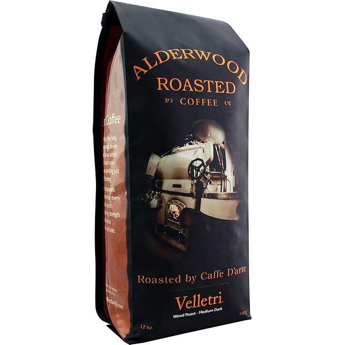 Caffe D'arte Velletri Wood Roast Whole Bean Coffee, 12 Ounce