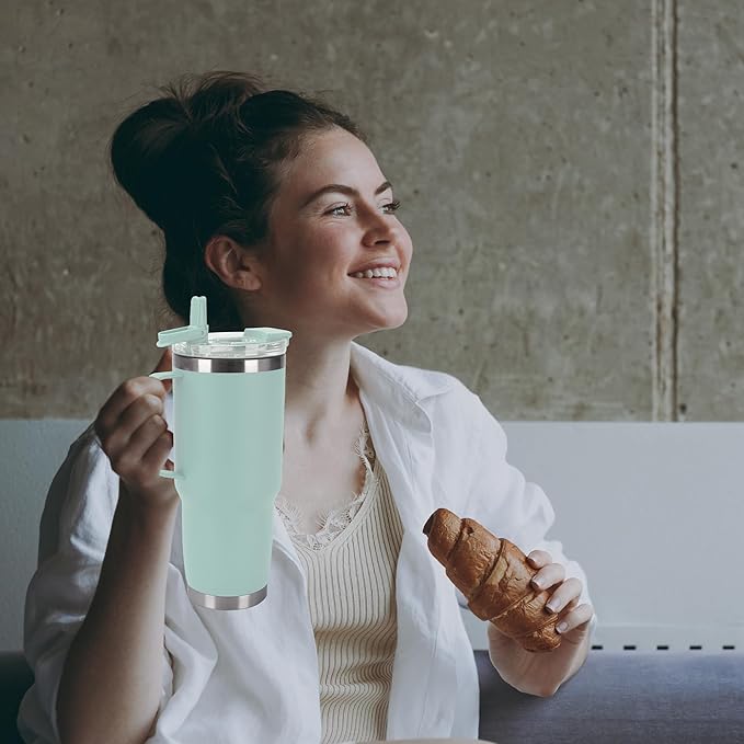 HASLE OUTFITTERS 30oz Tumbler Bulk with Handle, Insulated Travel Coffee Mug Set with Handle Leak-Proof Double Wall Stainless Steel Vacuum Tumblers Pack Metal Cup for Hot and Cold Drink