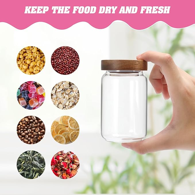 Small Glass Jar with Lids Thicken Glass Coffee Storage Canister Borosilicate Glass Food Containers Bottle for Spice Ground Nut Pasta Sugar Candy Tea (6.7oz（200ml)-1 PACK
