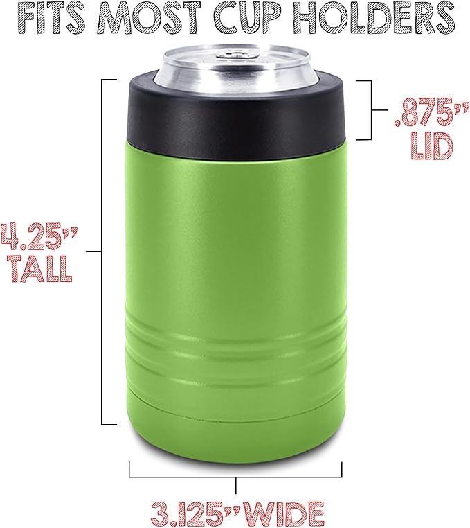 Clear Water Home Goods - 12 oz Stainless Steel Double Wall Vacuum Insulated Can or Bottle Beverage Cooler - Powder Coated Olive Drab Green - 6 Pack