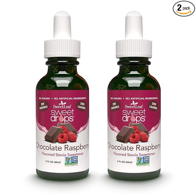 SweetLeaf Stevia Liquid Sweet Drops - Chocolate Raspberry Flavored Drops, Stevia Liquid Sweetener, Zero-Calorie, Sugar-Free Syrup Alternative for Keto Coffee, Baking, Shakes, 2 Fl Oz (Pack of 2)