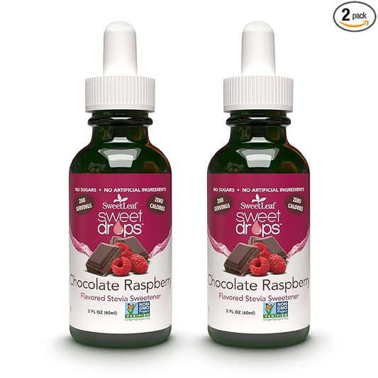 SweetLeaf Stevia Liquid Sweet Drops - Chocolate Raspberry Flavored Drops, Stevia Liquid Sweetener, Zero-Calorie, Sugar-Free Syrup Alternative for Keto Coffee, Baking, Shakes, 2 Fl Oz (Pack of 2)