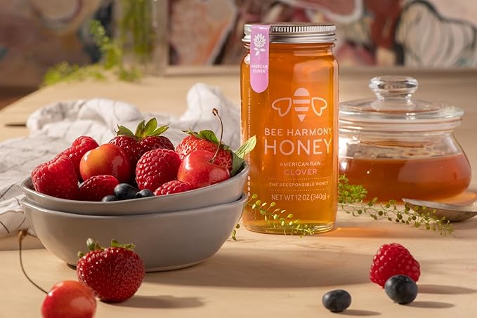 Bee Harmony Honey 5 Pack Variety Pack, 60 Ounce (Clover, Wildflower, Orange Blossom, Berry and Blueberry)
