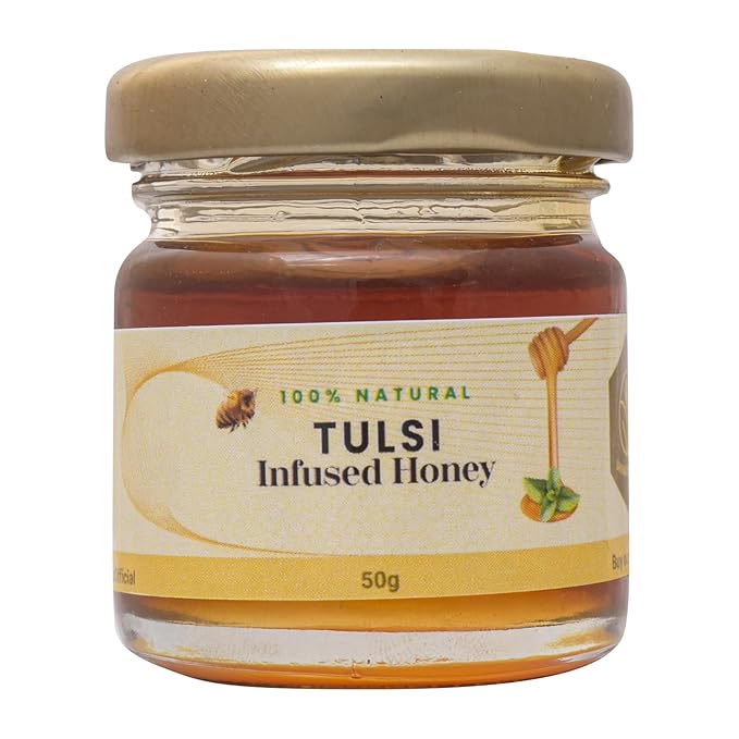 Shiva Organic Tulsi (Holy Basil) Infused Honey - 100% Natural and Pure Organic Honey - GMP Certified 1.76 Ounces (50g))