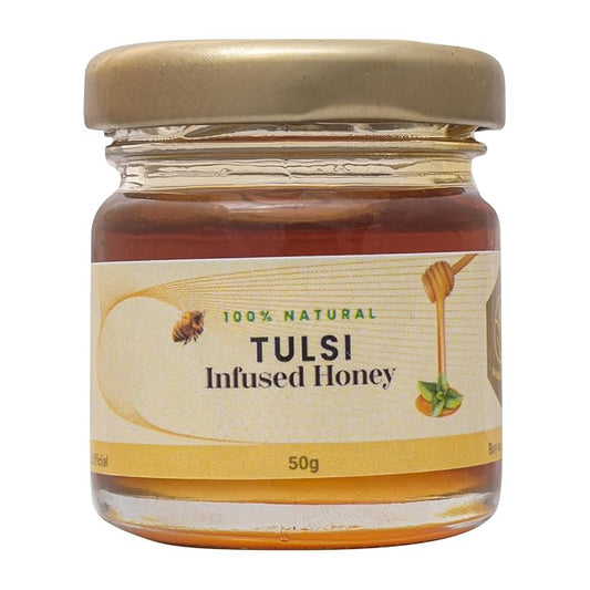 Shiva Organic Tulsi (Holy Basil) Infused Honey - 100% Natural and Pure Organic Honey - GMP Certified 1.76 Ounces (50g))