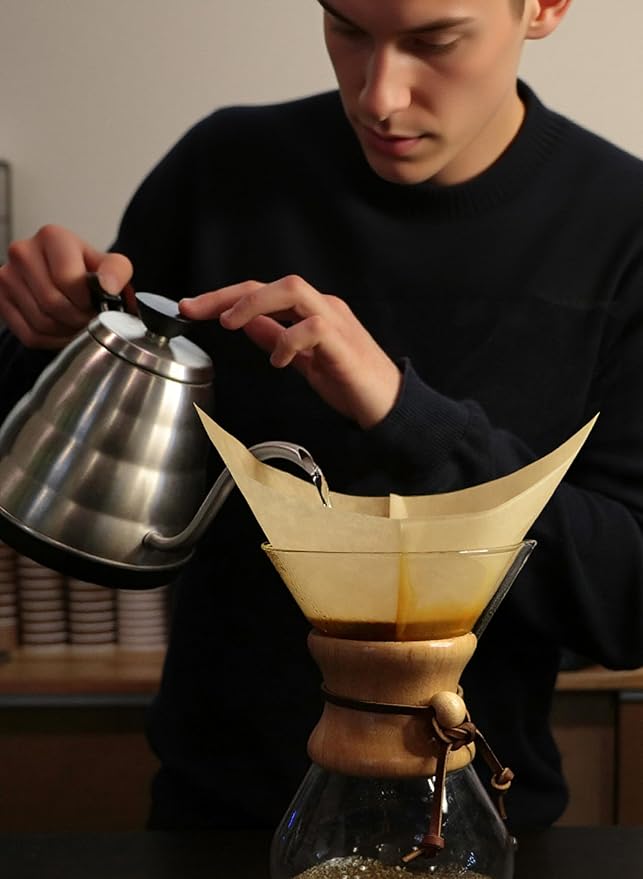 AGOGO Pour Over Coffee Maker Set Glass Coffee Maker with 50pcs Filter Paper -for Home, Office, Camping, Cafes - Easy Clean Coffee Dripper Set (Rag&Brush Included) (8 Cup/28 oz)