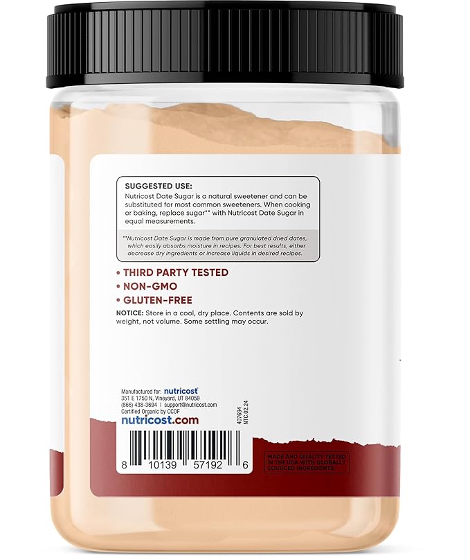 Nutricost Organic Date Sugar (1LB) - USDA Organic, Vegan, GMO-Free. Pantry