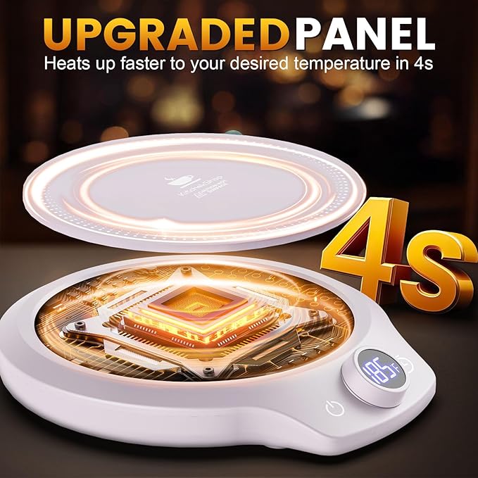 Fast Heating Mug Warmer - 4 Temp Settings & 1-12H Timer, Coffee Cup Warmer Plate for Desk Auto Shut Off, Ideal Beverage Warmer Gift for Coffee, Tea, Milk (Purple)