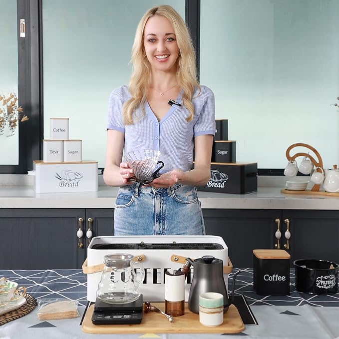 Pour Over Coffee Maker Set Coffee Kettle Scale Server Dripping Cup Bean Grinder Filter Paper Ceramic Cup ALL in 1 Great Portable Metal Box for Traveling Excellent Coffee Gift