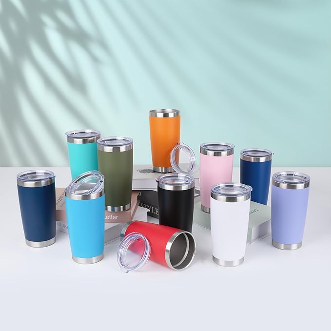 HASLE OUTFITTERS 20oz Stainless Steel Tumblers Bulk, Insulated Travel Cup with Lid, Double Wall Vacuum Coffee Mug for Cold & Hot Drinks 1 Pack, Royal Blue