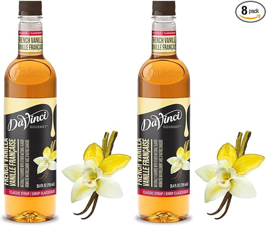 DaVinci Gourmet Classic French Vanilla Syrup, 25.4 Ounce (Pack of 8)