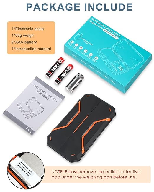 Digital Pocket Scale, 500g/0.01g High Precision Mini Grams Scale with 50g Calibration Weight, Digital Food Scale with LCD Display, 6 Units, Tare Function for Food, Jewelry, Coffee, Coin