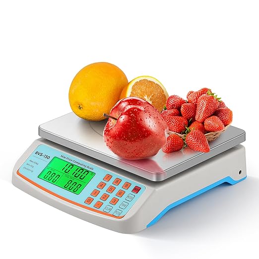 Bonvoisin Commercial Food Scale 66lb/ 30kg with Stainless Steel Platter Price Computing Scale with kg/lb/oz Conversion, Deli Produce Scale for Kitchen, Market with 1g Division