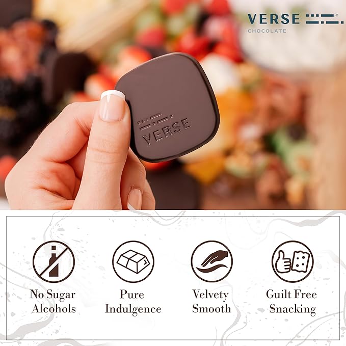 Verse Luxury Dark Chocolate Coffee Squares - Only 1g Cane Sugar - Coffee Flavored 90% Dark Cocoa - Individually Wrapped Cacao Chocolate Squares (9 Count, 2 Pack)