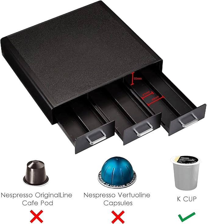 Amazon Basics Coffee Pod Storage Drawer for K-Cup Pods, 36 Pod Capacity, Black