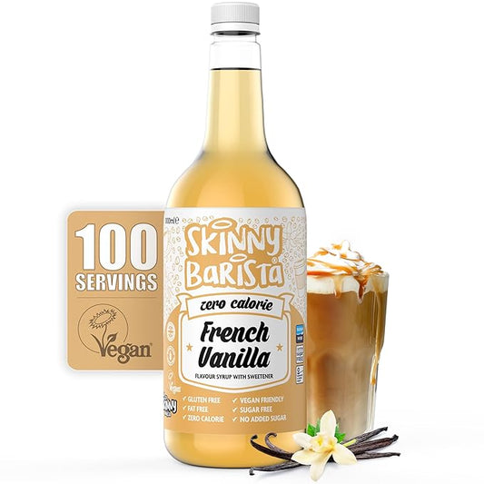 Skinny Food Co French Vanilla Coffee Syrup - Sugar Free 35 Fl Oz - Zero Calorie Coffee Syrup For Coffee, Tea, Hot Chocolate, Fruit, Protein Drinks - Vegan-Friendly, Gluten-Free & Fat-Free