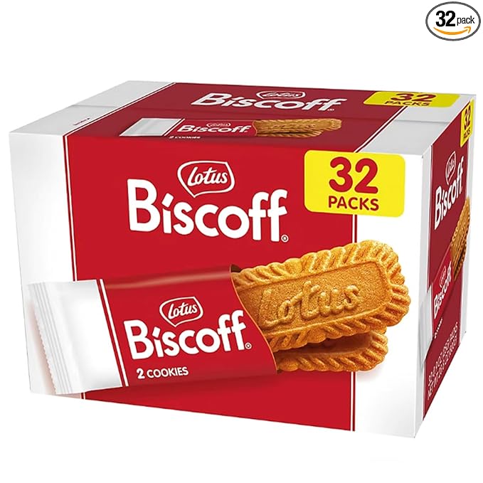 Biscof Premium Belgian Shortbread Cookies – Caramelized Cinnamon Flavor – Tea & Coffee Snack, Ice Cream Topping, Party Treat, Office Snack, Holiday Gift – 32 Packs (2 Cookies Each)