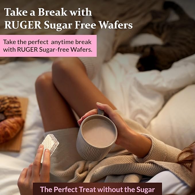 RUGER Sugar-Free Chocolate Wafers 1.6 Ounce (Pack of 12) - Deliciously Crisp and Guilt-Free Chocolate Treats with Natural Ingredients, Non-GMO, Vegan, No Artificial Colors or Flavors - Perfect for Weddings, Anniversaries, Birthdays, and Everyday Snacking