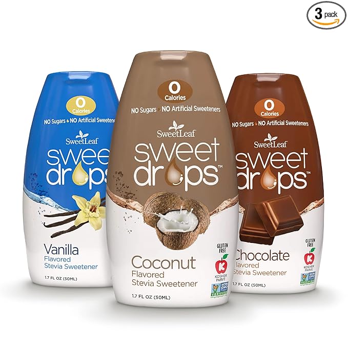 SweetLeaf Sweet Drops - Flavored Stevia Liquid Sweetener, Stevia Extract, Zero Calories, Gluten Free, Keto Friendly, Non GMO, Natural Flavor, Sugar Alternative - Variety Pack, 1.7 Fl Oz (Pack of 3)