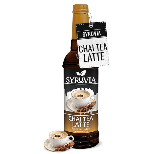 Syruvia Chai Tea Flavored Syrup for Coffee, Drinks, Lattes, and Desserts – 25.4 fl oz,