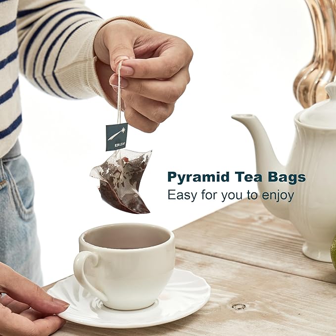 EZR Leaf Tea Sampler Gift Box – 22 Pyramid Tea Bags with Taiwan Black, Osmanthus Oolong, Chamomile Oolong, Berry Black, Four Seasons Green – Flavored Assorted Tea Set for Gifting & Tasting