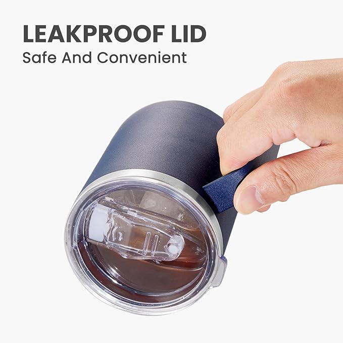 MEWAY 12oz Coffee Mug With Handle 2 Pack Bulk,Stainless Steel Insulated Travel Tumblers With Sliding Lid,Double Wall Vacuum Camping Cup for Hot & Cold Drinks Tea (Multicolor,Set of 2)