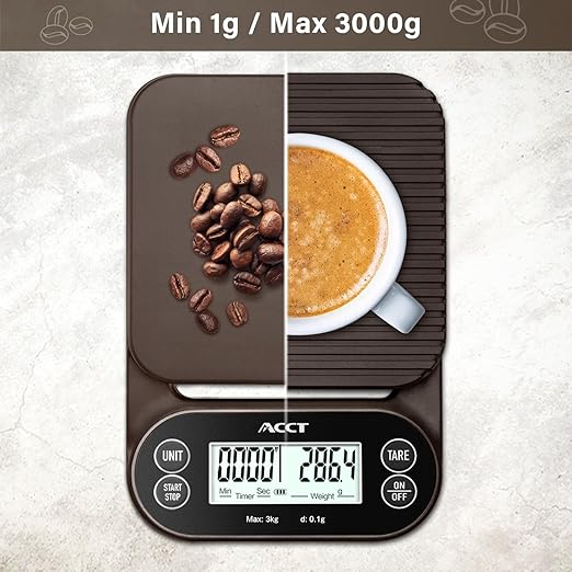 Coffee Scale with Timer - 3kg/0.1g Barista Scale for Espresso, Pour Over & Kitchen Use, 4 Units, High Precision Scale with Non-Slip Mat