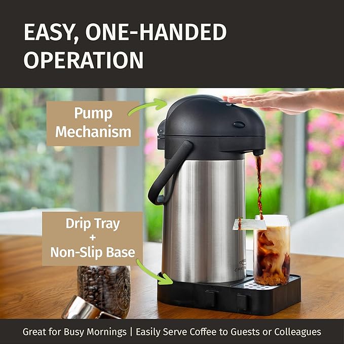 101oz Coffee Carafe Dispenser with Pump & 74oz Airpot Coffee Dispenser with Pump Bundle - 12 Hours Airpot Dispenser for Parties - Insulated Stainless Steel Coffee Urn - Air Pots for Hot Beverages