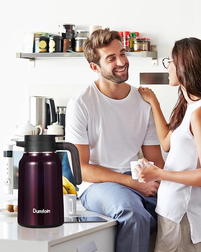 Carafes for Hot Liquids 51 oz - 12 Hour 2 PCS Stainless Steel Thermal Coffee Carafe-Insulated Coffee Carafes For Keeping Hot/Cold Coffee, Tea, Water, 1.5 Liter Beverage Dispenser(red/red)