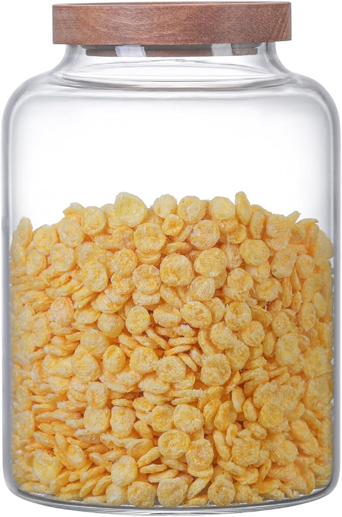 Glass Storage Jar with Lids Thicken Glass Coffee Canister Borosilicate Glass Food Containers for Spice Ground Nut Pasta Sugar Candy Tea (2000ml/67 oz-1 PACK（No spoons）)