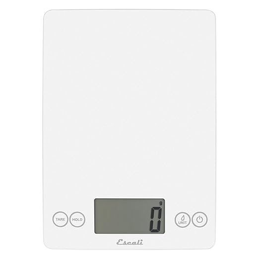 Escali Arti Digital Food Scale, Multi-Functional Kitchen Appliance, Precise Weight Measuring and Portion Control, Baking and Cooking Made Simple, Tempered Glass, Frost White