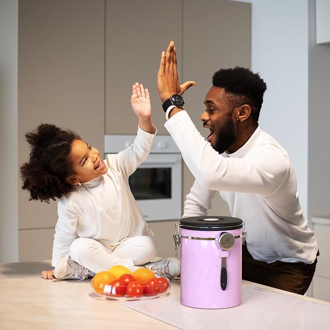 35OZ Coffee Canister for ground coffee with Date Tracker,pink 304 Stainless Steel Kitchen Food Airtight storage container for Coffee Beans or Grounds, Tea, Sugar