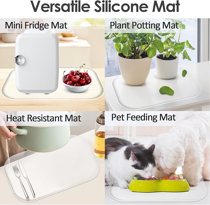 Silicone Coffee Maker Mat with Lip, 17.4'' x 10.6'' Heavy Duty Coffee Maker Mat for Countertops, Coffee Tray Fit Under Coffee Machine Appliance Automatic Machines Espresso Accessory, Translucent