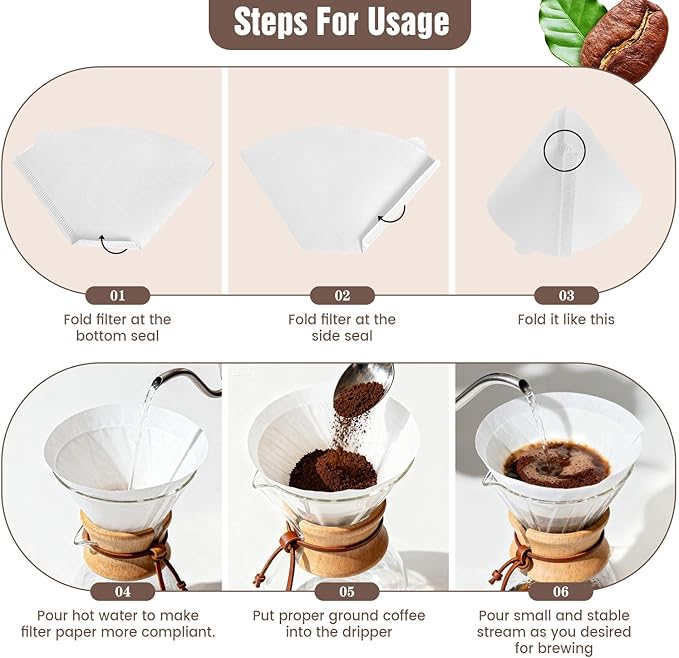 200 Count Cone Coffee Filters #4, White 04 Coffee Filters 8-12 Cup, Disposable Natural Paper Filters, No.4 Cone Filters For Ninja, Pour Over and Drip Coffee Maker