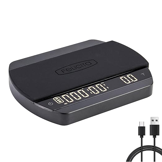 FELICITA ARC Coffee Scale, Electronic Espresso Scale and Pour-Over Coffee Scale with Timer, 0.1g Accurate, Water Flow Rate and Auto Timing Functions with 5 Working Modes