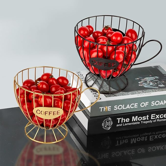 Stainless Steel Cup Coffee Basket pods holder Sturdy for Home or Office Kitchen Counter Organizer Espresso Capsule (Coffee Cup Shape GOLD)