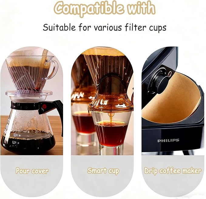 200 Count Coffee Filter #2, 2-6 Cups Coffee Filters Unbleached Natural Disposable Cafe Filters 02 Cone Paper Fits for Ninja, Drip and Pour Over Coffee Maker
