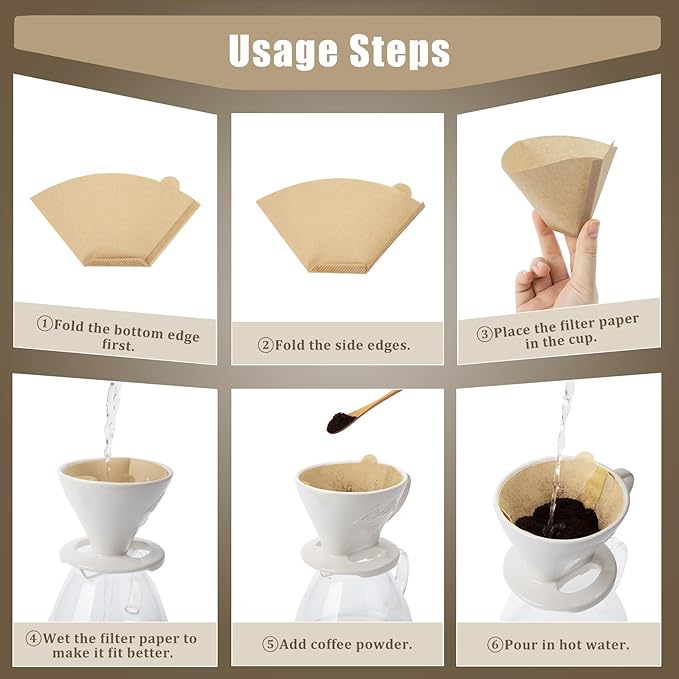 600 Count Coffee Filter #2, #2 Coffee Filters Disposable with 6 Wooden Coffees Spoons, Unbleached Natural#2 Coffee Filters Cone, Organic Cafe Filter NO.2 for Drip and Pour Over Coffee & Tea(2-6 Cup)