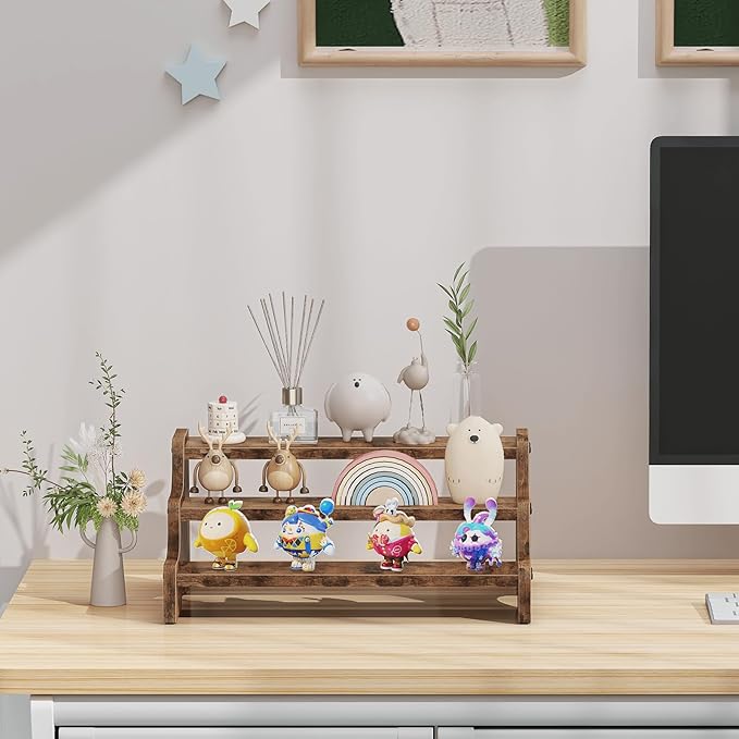 Wooden Display Riser Stand, Tiered Perfume and Cologne Organizer Stand, 3 Tier Spice Rack, Rustic Display Shelf for Candles, Kitchen Storage Holder for Spice Bottles, Jars, Seasonings