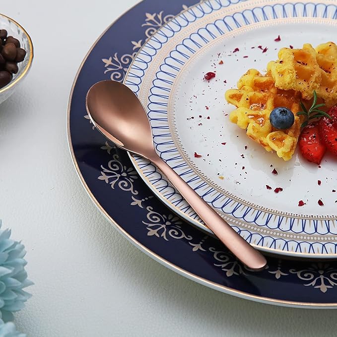 Copper Demitasse Espresso Spoons, 5.5'' Mini Coffee Spoons, Set of 6, Dishwasher Safe