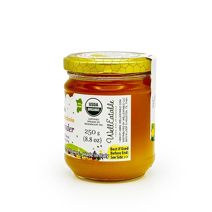 Wild Lavender Organic Raw Honey from Wild Lavender Flowers, Artisanal Fruity and Harmonious Sweet Honey from Sardinia, Italy - (250gr) 8.8 oz