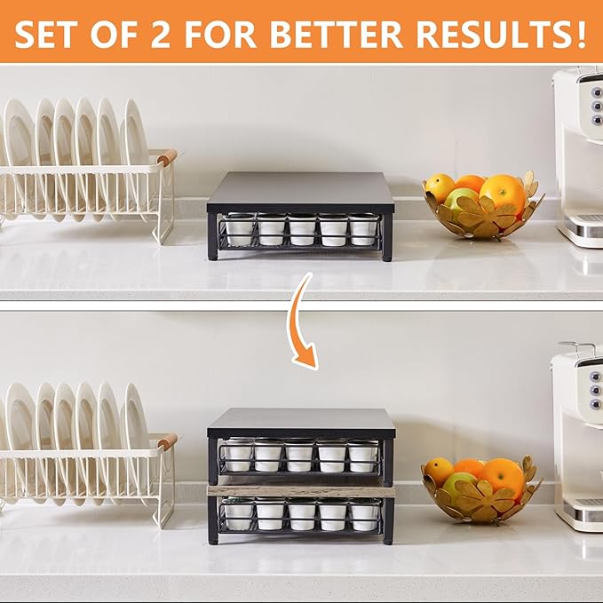 IBUYKE Coffee Pod Drawer Holder for K Cup, 35 Capacity Capsule Pods Storage Organizer,Under Coffee Pot Storage Drawer, Home Kitchen Coffee Pod Holder Counter Coffee Station UTCJ001B