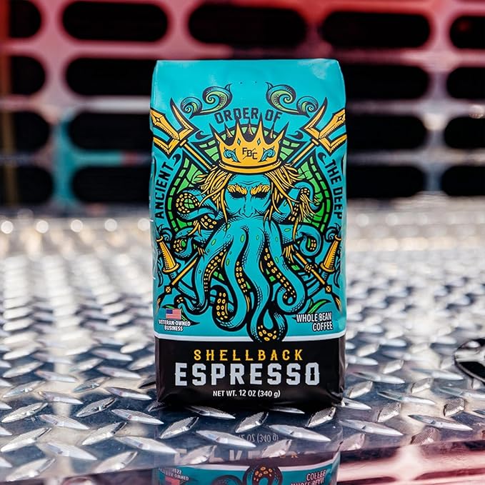 Fire Department Coffee - Gives Back to Firefighters - Shellback Espresso Coffee Beans - Bold & Smooth - Roasted in the USA - Premium Espresso - Veteran Owned (12 oz, Pack of 2)